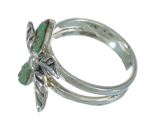 Southwest Sterling Silver Flower Turquoise Ring Size 7-1/2 RX88070